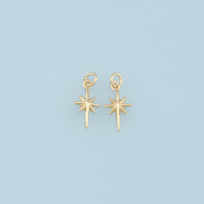 Gold Star Charms,18K Gold Filled Starburst Pendant,North Star Charm Bracelet Necklace for DIY Jewelry Making Supply