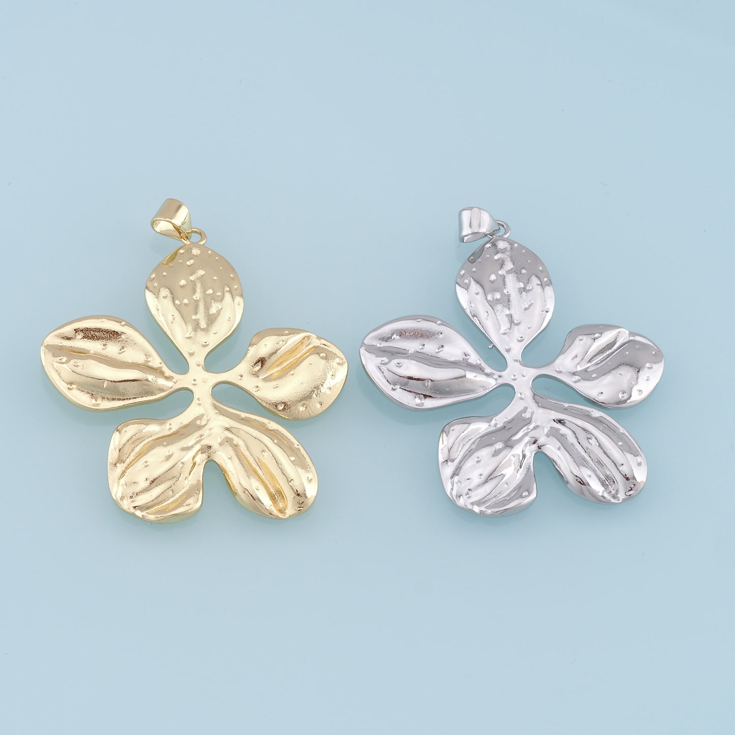 Gold Flower Charms,18K Gold Filled Flower Pendant,Silver flower Charm Bracelet Necklace for DIY Jewelry Making Supply