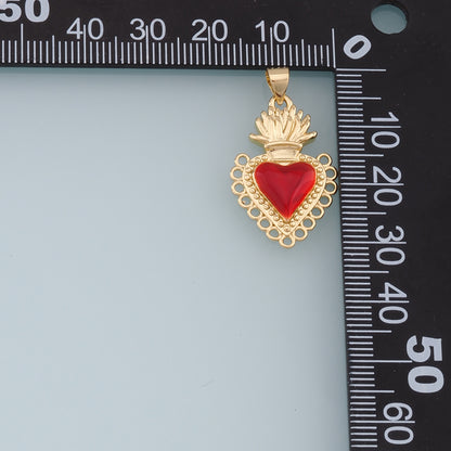 Gold Sacred Heart Charms,18K Gold Filled Enamel Sacred Heart Pendant,Sacred Heart Charm Bracelet Necklace for DIY Jewelry Making Supply