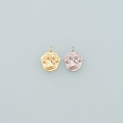 Gold Paw Charms,18K Gold Filled Cat Paw Pendant,Dainty Dog Paw Charm Bracelet Necklace for DIY Jewelry Making Supply