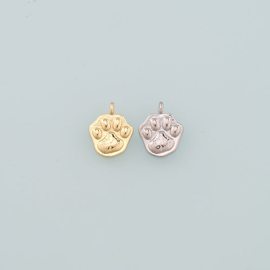 Gold Paw Charms,18K Gold Filled Cat Paw Pendant,Dainty Dog Paw Charm Bracelet Necklace for DIY Jewelry Making Supply