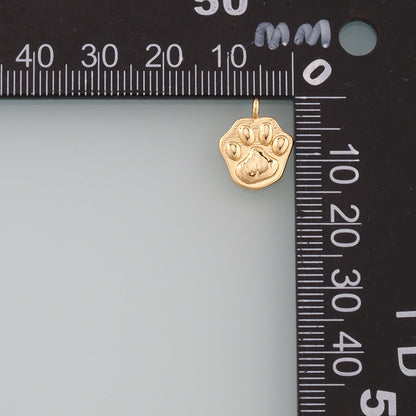 Gold Paw Charms,18K Gold Filled Cat Paw Pendant,Dainty Dog Paw Charm Bracelet Necklace for DIY Jewelry Making Supply