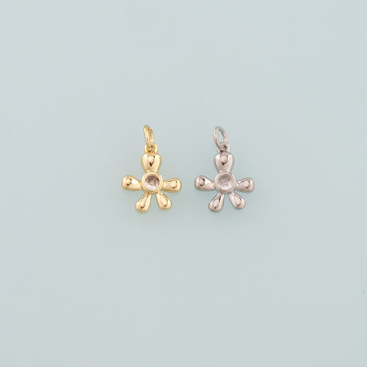 18K Gold Filled Flower Pendant,Dainty Flower Charm Bracelet Necklace for DIY Jewelry Making Supply