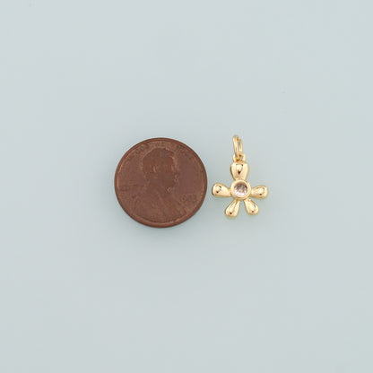18K Gold Filled Flower Pendant,Dainty Flower Charm Bracelet Necklace for DIY Jewelry Making Supply