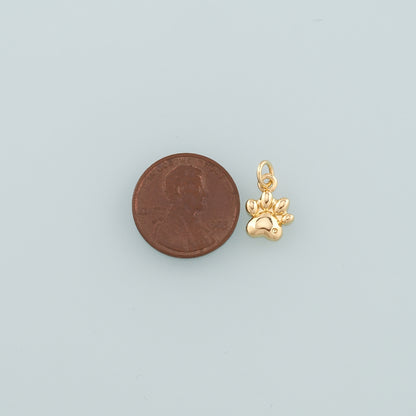 Gold Paw Charms,18K Gold Filled Cat Paw Pendant,Dainty Dog Paw Charm Bracelet Necklace for DIY Jewelry Making Supply