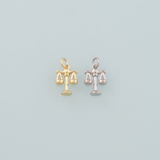 Gold Justice Charms,18K Gold Filled Balance Pendant,Balance Scale Charm Bracelet Necklace for DIY Jewelry Making Supply
