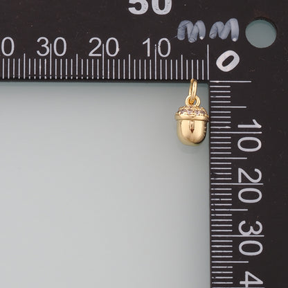 Gold Oak Tree Fruit Charms,18K Gold Filled Acorn Pendant,CZ Micro Pave Acorn Charm Bracelet Necklace for DIY Jewelry Making Supply