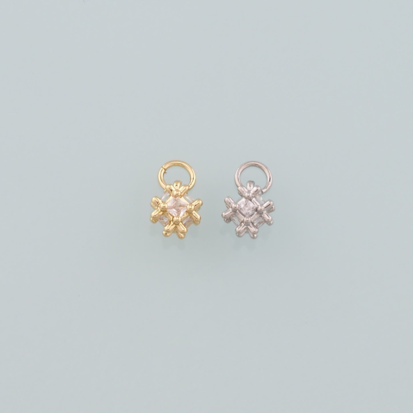 Gold Square Charms,18K Gold Filled Square Pendant,CZ Micro Pave Square Charm Bracelet Necklace for DIY Jewelry Making Supply