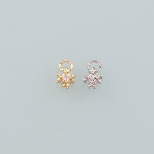 Gold Square Charms,18K Gold Filled Square Pendant,CZ Micro Pave Square Charm Bracelet Necklace for DIY Jewelry Making Supply