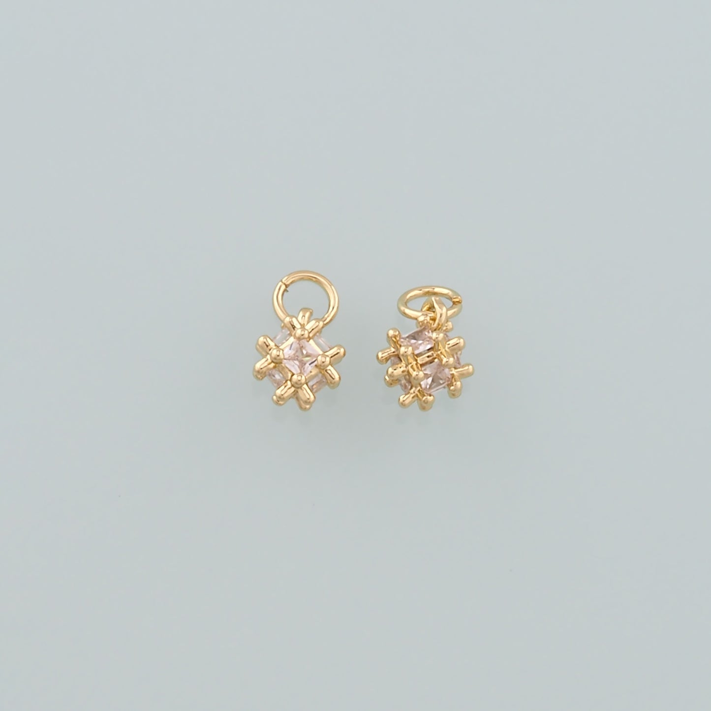 Gold Square Charms,18K Gold Filled Square Pendant,CZ Micro Pave Square Charm Bracelet Necklace for DIY Jewelry Making Supply