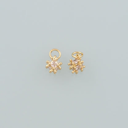 Gold Square Charms,18K Gold Filled Square Pendant,CZ Micro Pave Square Charm Bracelet Necklace for DIY Jewelry Making Supply
