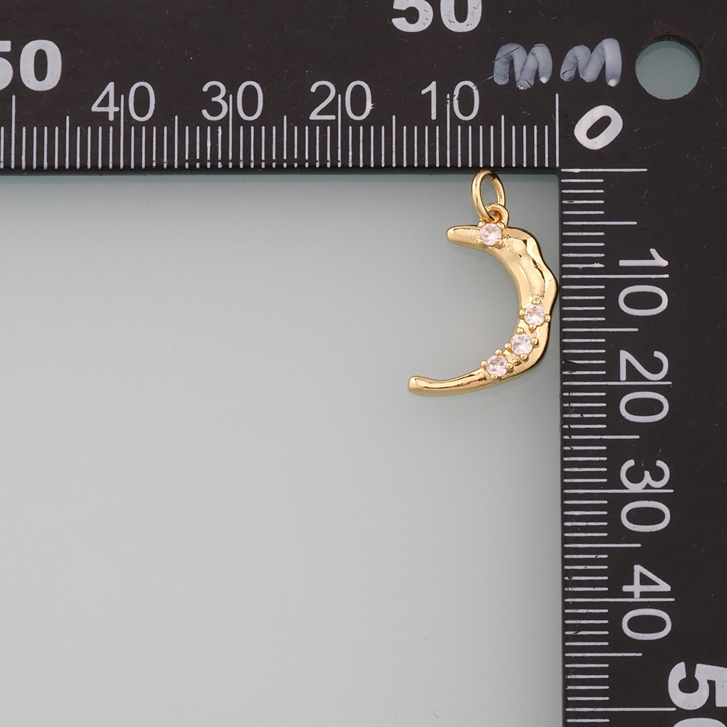 18K Gold Filled Moon Pendant,CZ Micro Pave Celestial Charm Bracelet Necklace for DIY Jewelry Making Supply