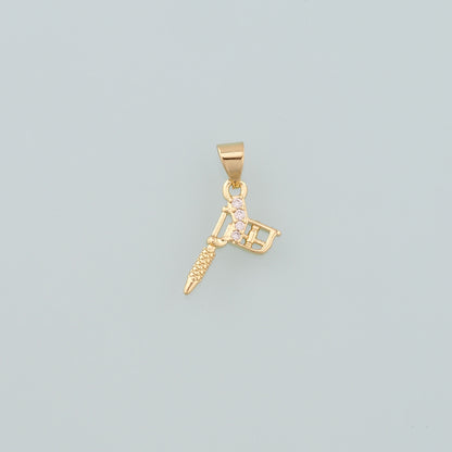18K Gold Filled Tattoo Machine Pendant,CZ Micro Pave Tattoo Machine Charm Bracelet Necklace for DIY Jewelry Making Supply