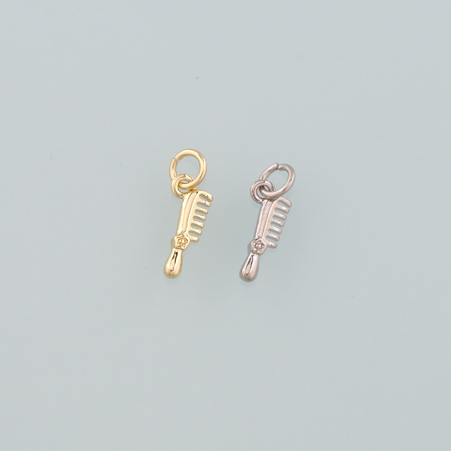 18K Gold Filled Comb Pendant,Dainty Hairstylist Comb Charm Bracelet Necklace for DIY Jewelry Making Supply