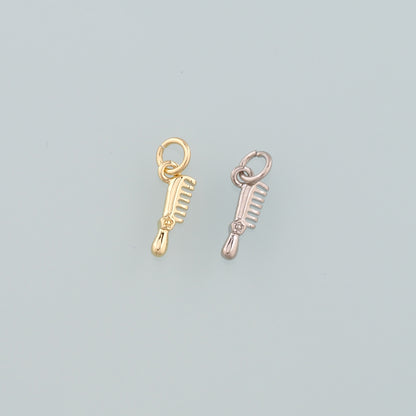 18K Gold Filled Comb Pendant,Dainty Hairstylist Comb Charm Bracelet Necklace for DIY Jewelry Making Supply