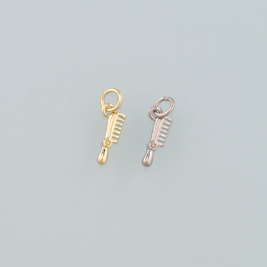 18K Gold Filled Comb Pendant,Dainty Hairstylist Comb Charm Bracelet Necklace for DIY Jewelry Making Supply