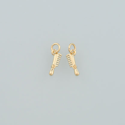 18K Gold Filled Comb Pendant,Dainty Hairstylist Comb Charm Bracelet Necklace for DIY Jewelry Making Supply