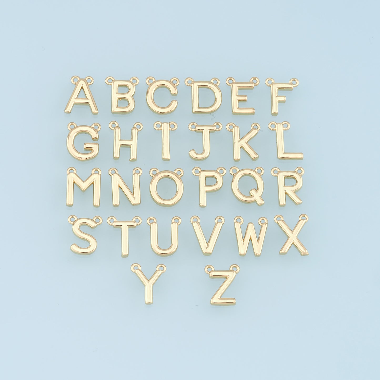 Gold letter Charms,18K Gold Filled letter Pendant,initial Charm Bracelet Necklace for DIY Jewelry Making Supply