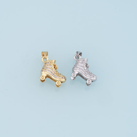 Gold Roller Skate Charms,18K Gold Filled Roller Skate Pendant,Skates Charm Bracelet Necklace for DIY Jewelry Making Supply