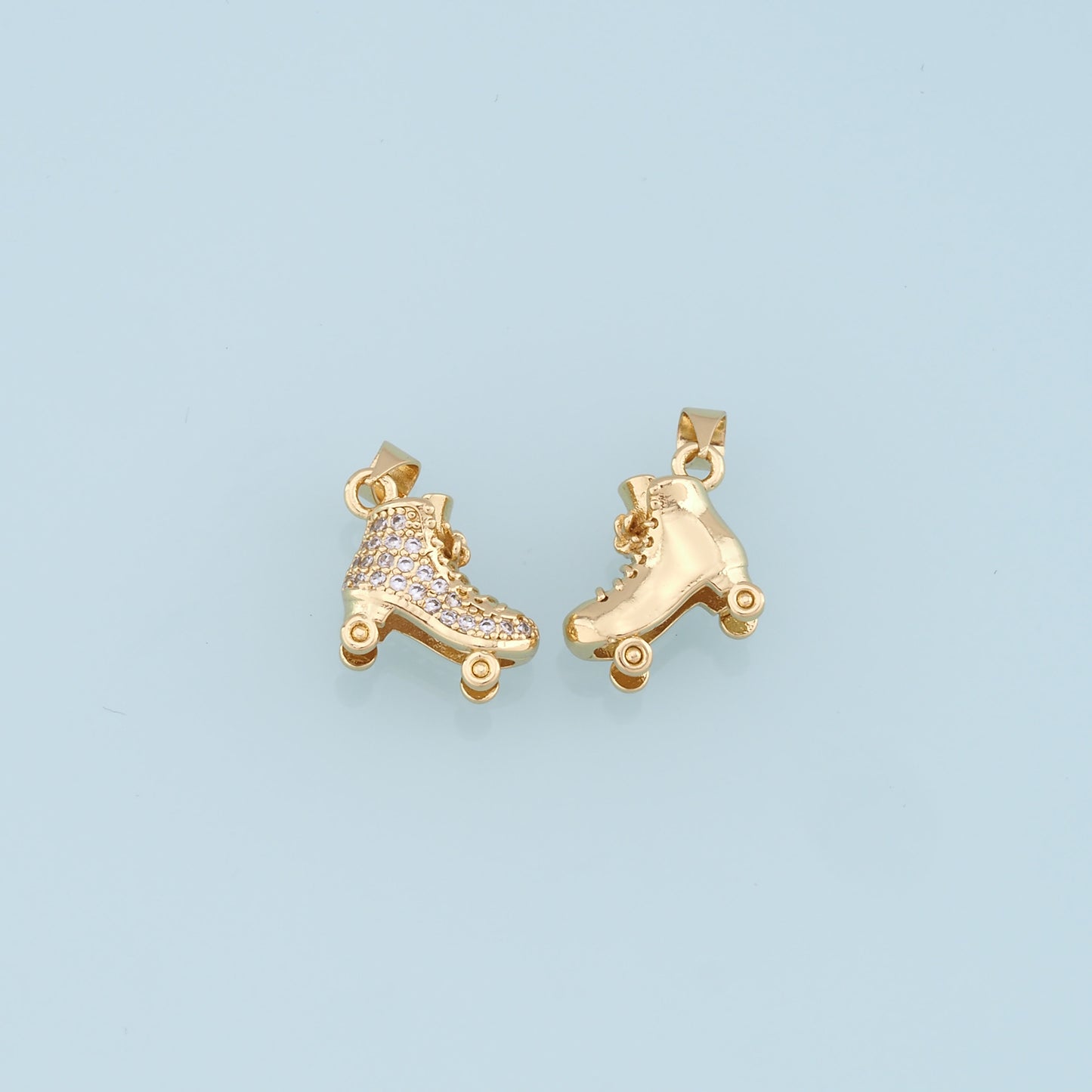 Gold Roller Skate Charms,18K Gold Filled Roller Skate Pendant,Skates Charm Bracelet Necklace for DIY Jewelry Making Supply