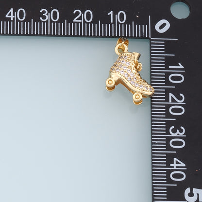 Gold Roller Skate Charms,18K Gold Filled Roller Skate Pendant,Skates Charm Bracelet Necklace for DIY Jewelry Making Supply