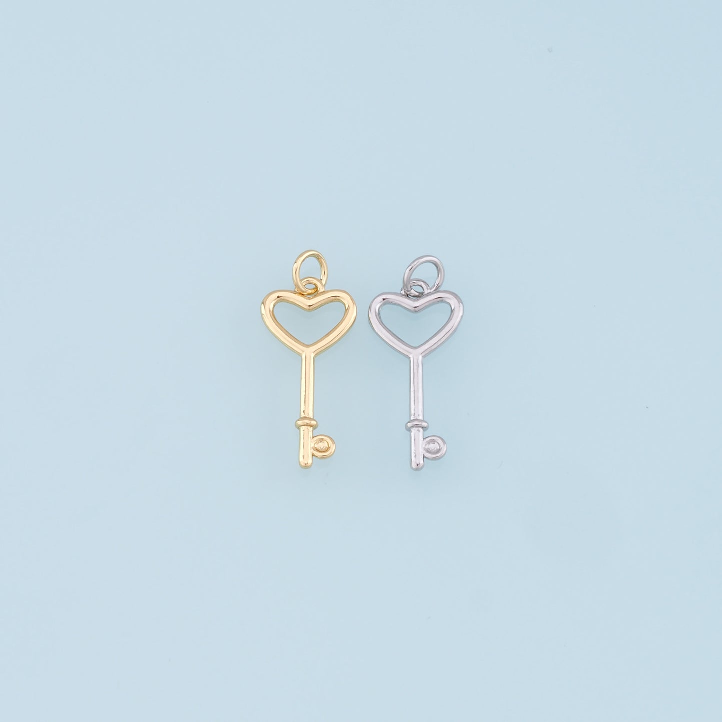 Gold Heart Key Charms,18K Gold Filled Key Pendant,Key Charm Bracelet Necklace for DIY Jewelry Making Supply