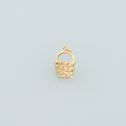 18K Gold Filled Fruit Basket Pendant,Dainty Nantucket Basket Charm Bracelet Necklace for DIY Jewelry Making Supply