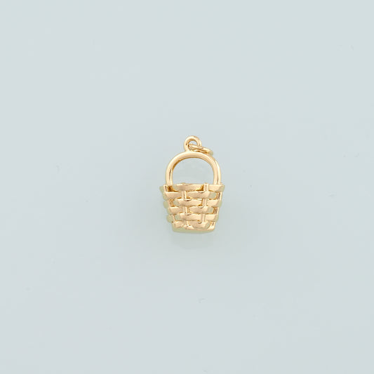 18K Gold Filled Fruit Basket Pendant,Dainty Nantucket Basket Charm Bracelet Necklace for DIY Jewelry Making Supply