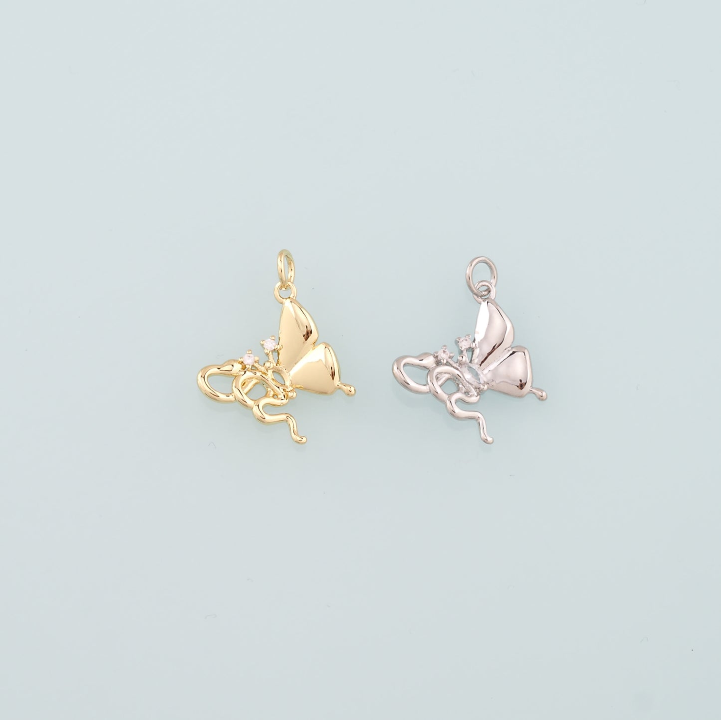 Gold Butterfly Charms,18K Gold Filled Butterfly Pendant,CZ Micro Pave Butterfly Charm Bracelet Necklace for DIY Jewelry Making Supply