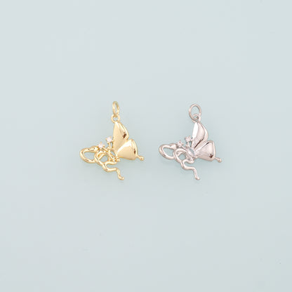 Gold Butterfly Charms,18K Gold Filled Butterfly Pendant,CZ Micro Pave Butterfly Charm Bracelet Necklace for DIY Jewelry Making Supply
