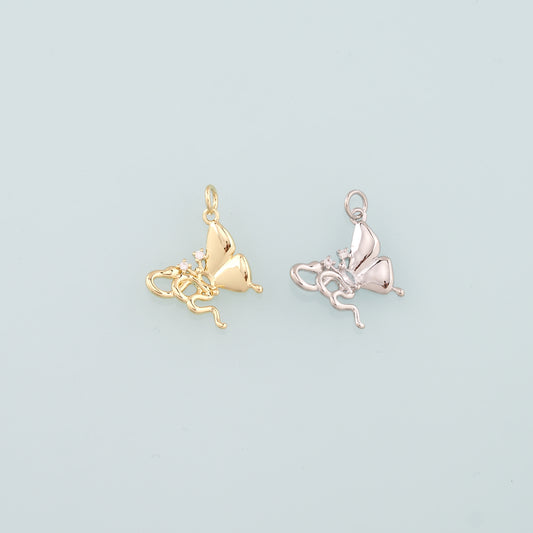Gold Butterfly Charms,18K Gold Filled Butterfly Pendant,CZ Micro Pave Butterfly Charm Bracelet Necklace for DIY Jewelry Making Supply