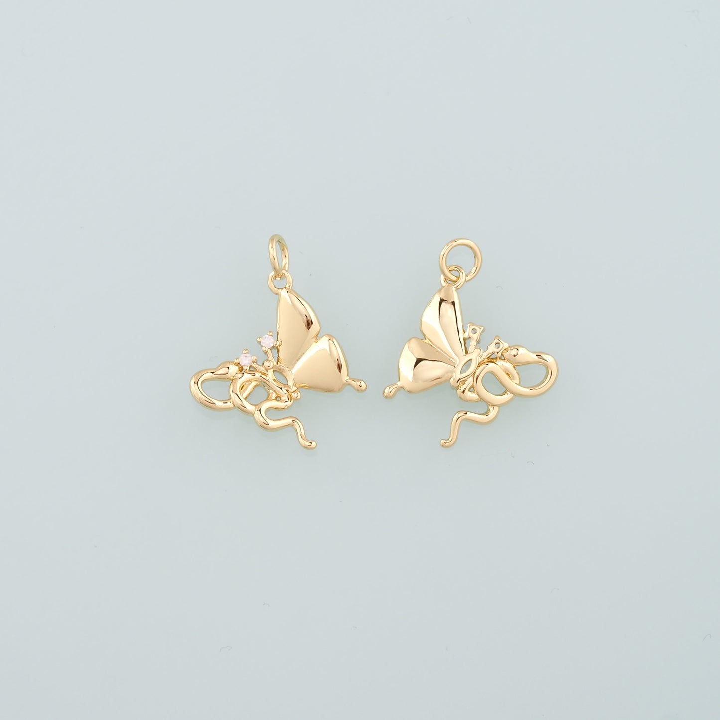 Gold Butterfly Charms,18K Gold Filled Butterfly Pendant,CZ Micro Pave Butterfly Charm Bracelet Necklace for DIY Jewelry Making Supply