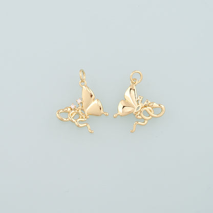 Gold Butterfly Charms,18K Gold Filled Butterfly Pendant,CZ Micro Pave Butterfly Charm Bracelet Necklace for DIY Jewelry Making Supply