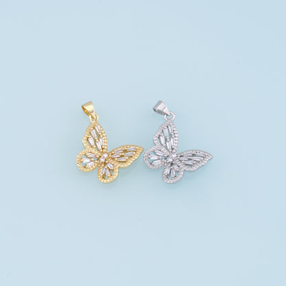 Gold Butterfly Charms,18K Gold Filled Butterfly Pendant,CZ Butterfly Charm Bracelet Necklace for DIY Jewelry Making Supply