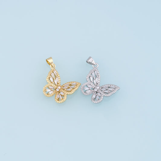 Gold Butterfly Charms,18K Gold Filled Butterfly Pendant,CZ Butterfly Charm Bracelet Necklace for DIY Jewelry Making Supply
