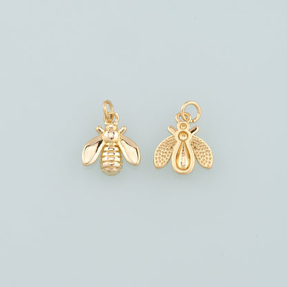 Gold Insect Charms,18K Gold Filled Bee Pendant,Dainty Bee Charm Bracelet Necklace for DIY Jewelry Making Supply