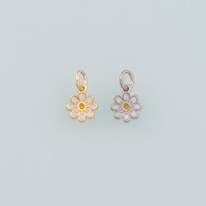 Gold Daisy Charms,18K Gold Filled Daisy Pendant,Enamel Daisy Charm Bracelet Necklace for DIY Jewelry Making Supply