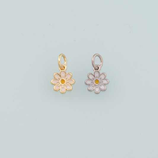 Gold Daisy Charms,18K Gold Filled Daisy Pendant,Enamel Daisy Charm Bracelet Necklace for DIY Jewelry Making Supply