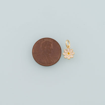 Gold Daisy Charms,18K Gold Filled Daisy Pendant,Enamel Daisy Charm Bracelet Necklace for DIY Jewelry Making Supply