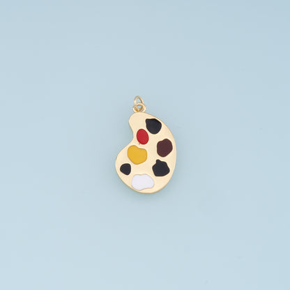 Gold Palette Charms,18K Gold Filled Palette Pendant,Paint Palette Charm Bracelet Necklace for DIY Jewelry Making Supply