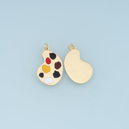 Gold Palette Charms,18K Gold Filled Palette Pendant,Paint Palette Charm Bracelet Necklace for DIY Jewelry Making Supply