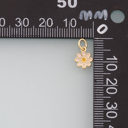 Gold Daisy Charms,18K Gold Filled Daisy Pendant,Enamel Daisy Charm Bracelet Necklace for DIY Jewelry Making Supply