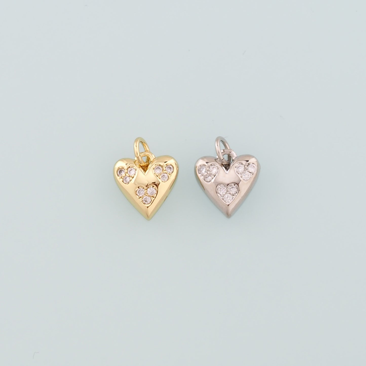 Gold Heart Charms,18K Gold Filled Heart Pendant,CZ Micro Pave Heart Charm Bracelet Necklace for DIY Jewelry Making Supply