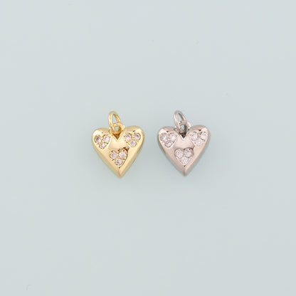 Gold Heart Charms,18K Gold Filled Heart Pendant,CZ Micro Pave Heart Charm Bracelet Necklace for DIY Jewelry Making Supply