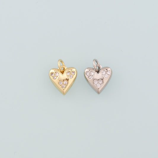 Gold Heart Charms,18K Gold Filled Heart Pendant,CZ Micro Pave Heart Charm Bracelet Necklace for DIY Jewelry Making Supply
