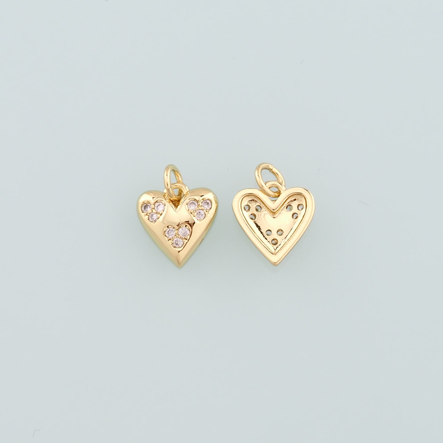 Gold Heart Charms,18K Gold Filled Heart Pendant,CZ Micro Pave Heart Charm Bracelet Necklace for DIY Jewelry Making Supply