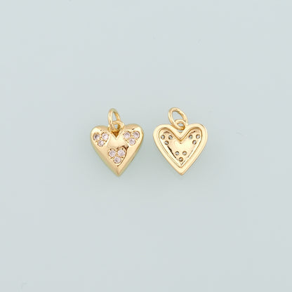 Gold Heart Charms,18K Gold Filled Heart Pendant,CZ Micro Pave Heart Charm Bracelet Necklace for DIY Jewelry Making Supply