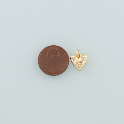 Gold Heart Charms,18K Gold Filled Heart Pendant,CZ Micro Pave Heart Charm Bracelet Necklace for DIY Jewelry Making Supply