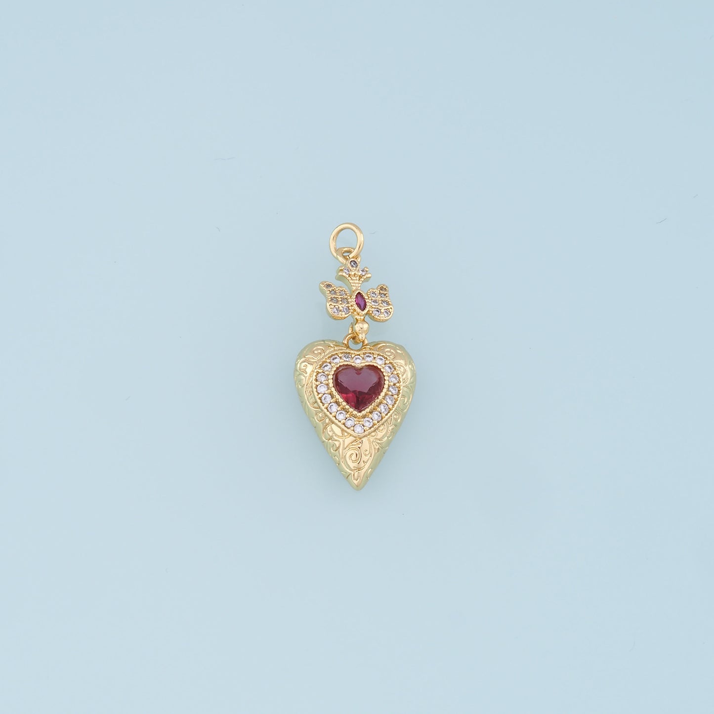 Gold Heart Charms,18K Gold Filled Heart Pendant,Cross Charm Bracelet Necklace for DIY Jewelry Making Supply