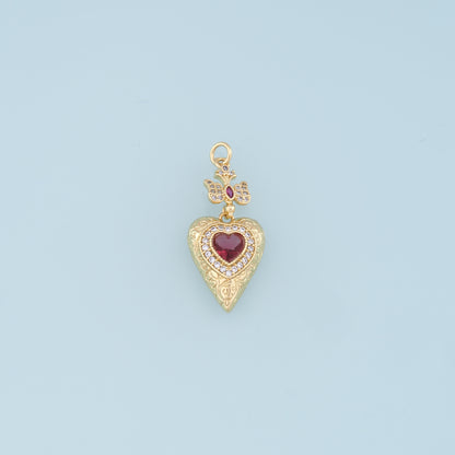 Gold Heart Charms,18K Gold Filled Heart Pendant,Cross Charm Bracelet Necklace for DIY Jewelry Making Supply